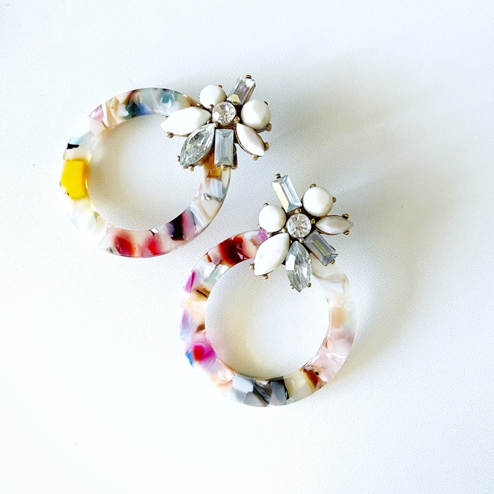Multi-Color Acrylic and Rhinestone Earrings